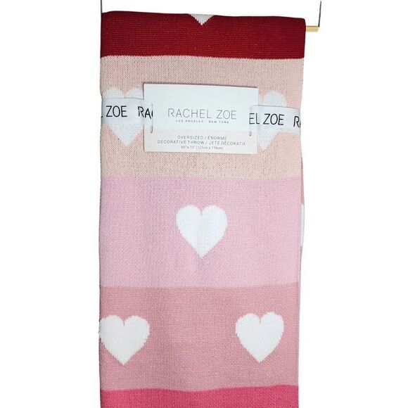 Rachel Zoe Oversized Decorative Cotton Blend Throw Blanket Heart Pattern 50x70in - Picture 10 of 12